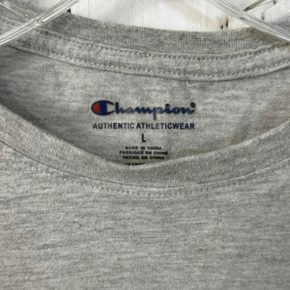 Champion Unisex Gray Logo Graphic T-Shirt Classic Athletic Tee‎ Size L - Picture 4 of 5
